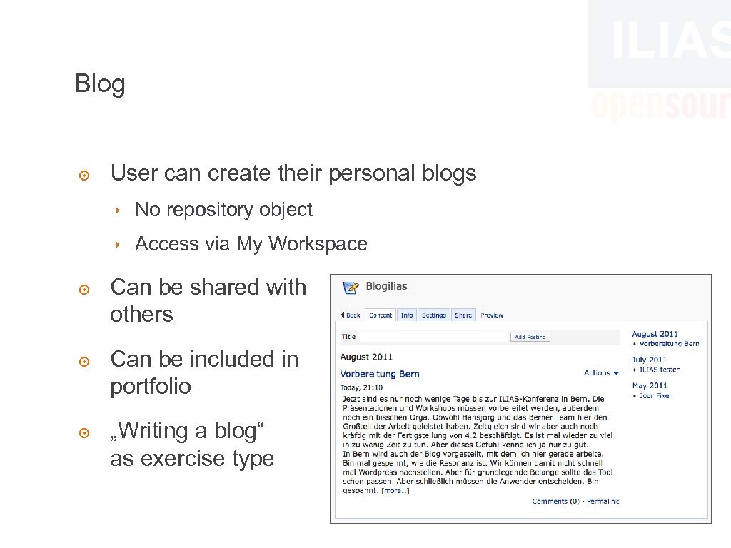 Blog ๏ User can create their personal blogs ‣ No repository object ‣ Access