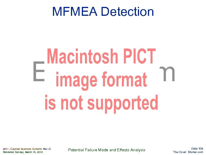 MFMEA Detection Elsmar. com 2011 - Cayman Business Systems Rev: Q Rendered Sunday, March