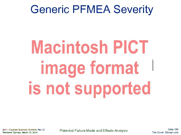 Generic PFMEA Severity Elsmar. com 2011 - Cayman Business Systems Rev: Q Rendered Sunday,