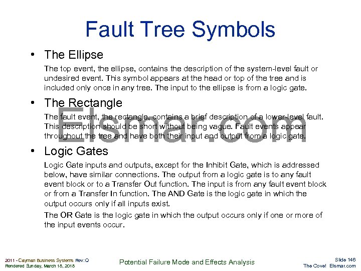 Fault Tree Symbols • The Ellipse The top event, the ellipse, contains the description