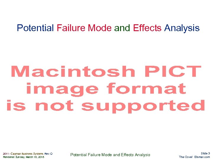 Potential Failure Mode and Effects Analysis Elsmar. com 2011 - Cayman Business Systems Rev: