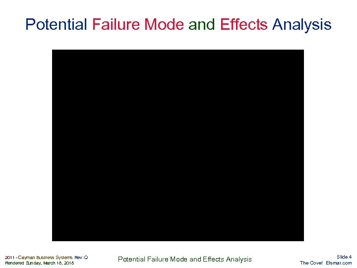 Potential Failure Mode and Effects Analysis Elsmar. com 2011 - Cayman Business Systems Rev: