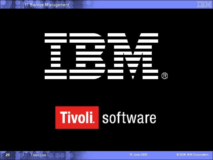 IT Service Management 29 Tivoli Live ! 15 June 2006 © 2006 IBM Corporation