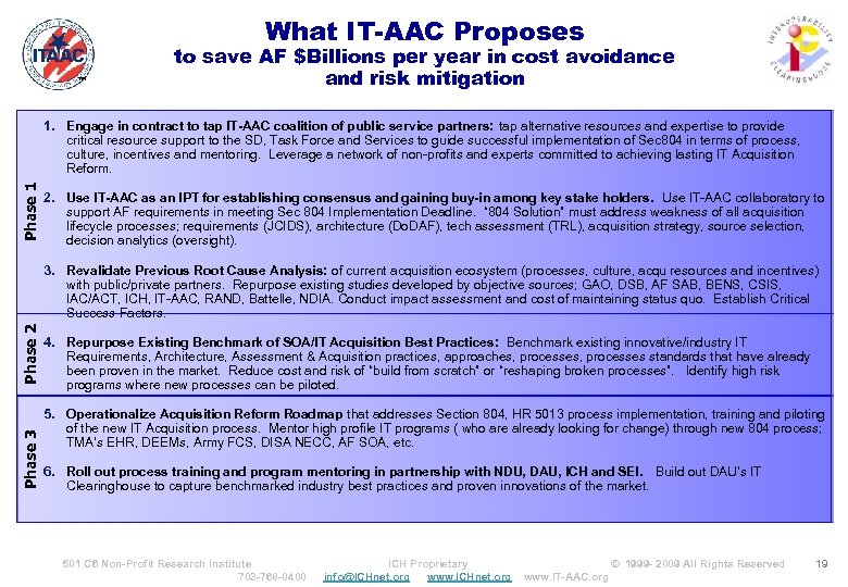 What IT-AAC Proposes ™ to save AF $Billions per year in cost avoidance and