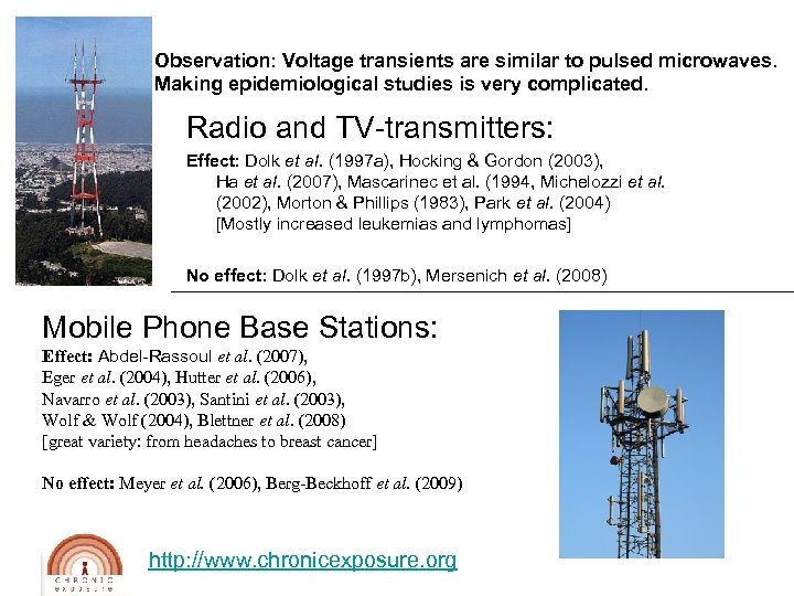 Observation: Voltage transients are similar to pulsed microwaves. Making epidemiological studies is very complicated.