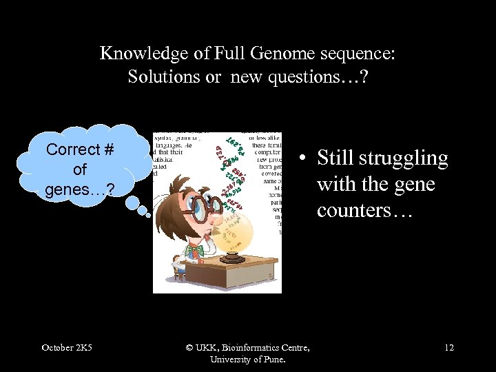 Knowledge of Full Genome sequence: Solutions or new questions…? Correct # of genes…? October