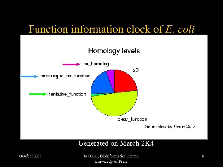 Function information clock of E. coli Generated on March 2 K 4 October 2