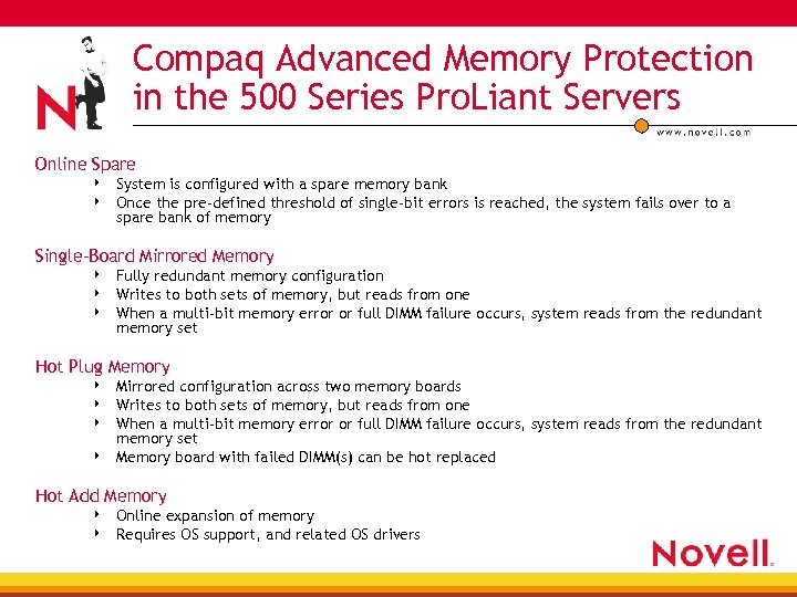Compaq Advanced Memory Protection in the 500 Series Pro. Liant Servers Online Spare 4