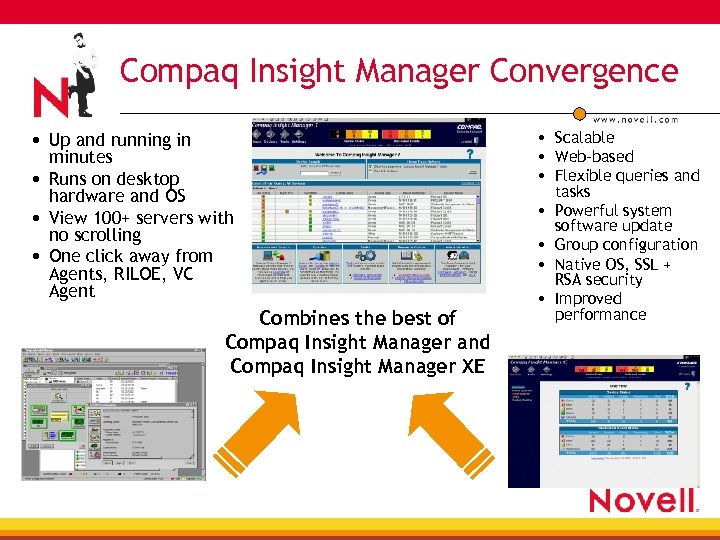 Compaq Insight Manager Convergence • Up and running in minutes • Runs on desktop