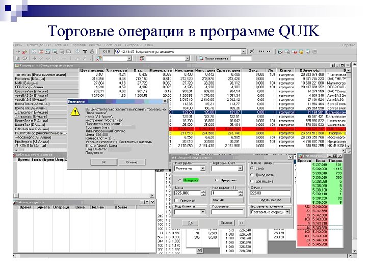 Торговые операции в программе QUIK 