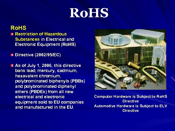 Ro. HS Restriction of Hazardous Substances in Electrical and Electronic Equipment (Ro. HS) Directive