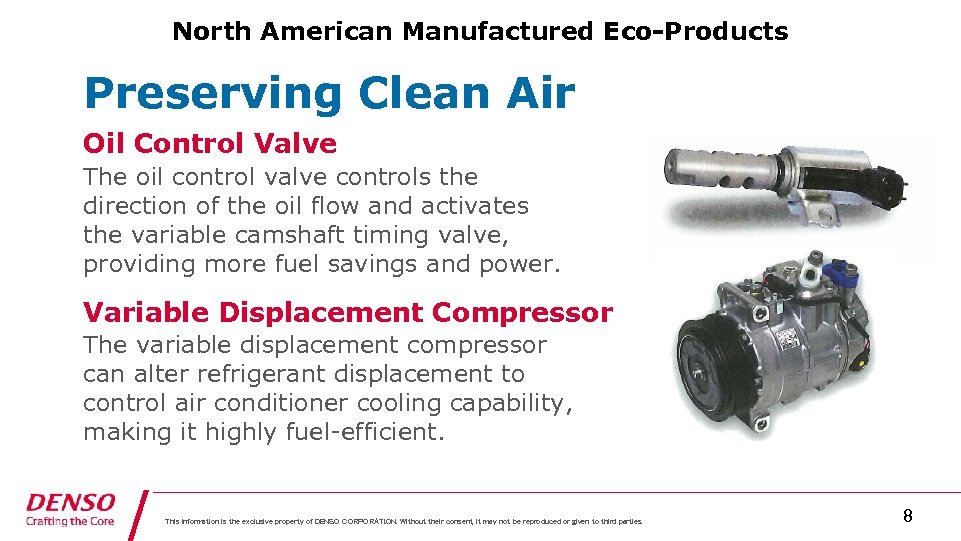 North American Manufactured Eco-Products Preserving Clean Air Oil Control Valve The oil control valve