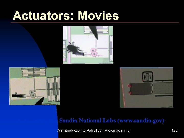 Actuators: Movies Acknowledging Sandia National Labs (www. sandia. gov) An Introduction to Polysilicon Micromachining