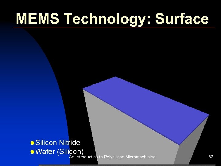 MEMS Technology: Surface ®Silicon Nitride ®Wafer (Silicon) An Introduction to Polysilicon Micromachining 82 