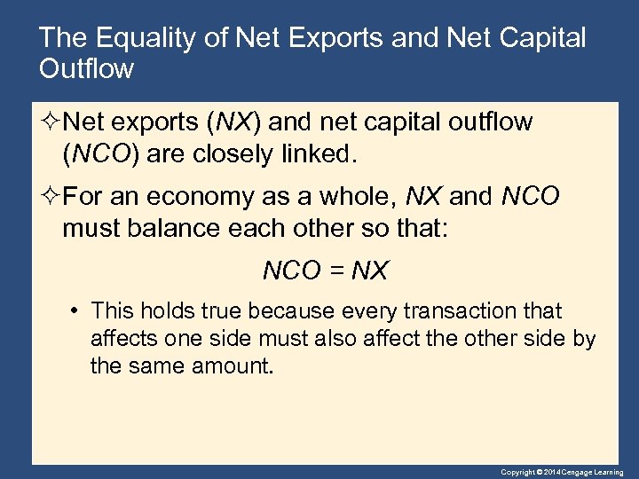 The Equality of Net Exports and Net Capital Outflow ²Net exports (NX) and net