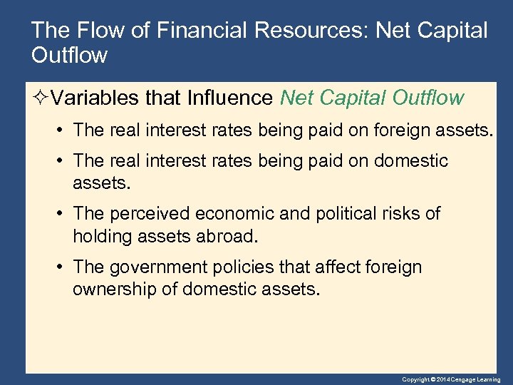The Flow of Financial Resources: Net Capital Outflow ²Variables that Influence Net Capital Outflow