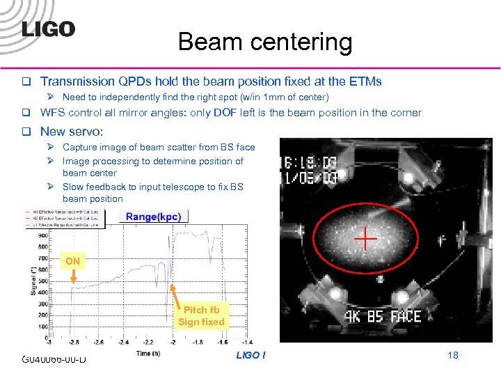 Beam centering q Transmission QPDs hold the beam position fixed at the ETMs Ø