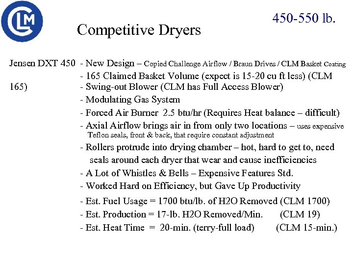 Competitive Dryers 450 -550 lb. Jensen DXT 450 - New Design – Copied Challenge