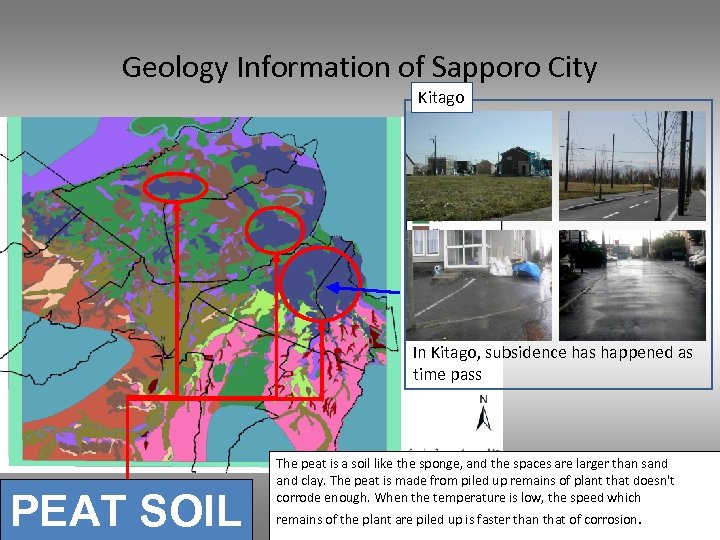 Geology Information of Sapporo City Kitago Atsubetu kita In Kitago, subsidence has happened as