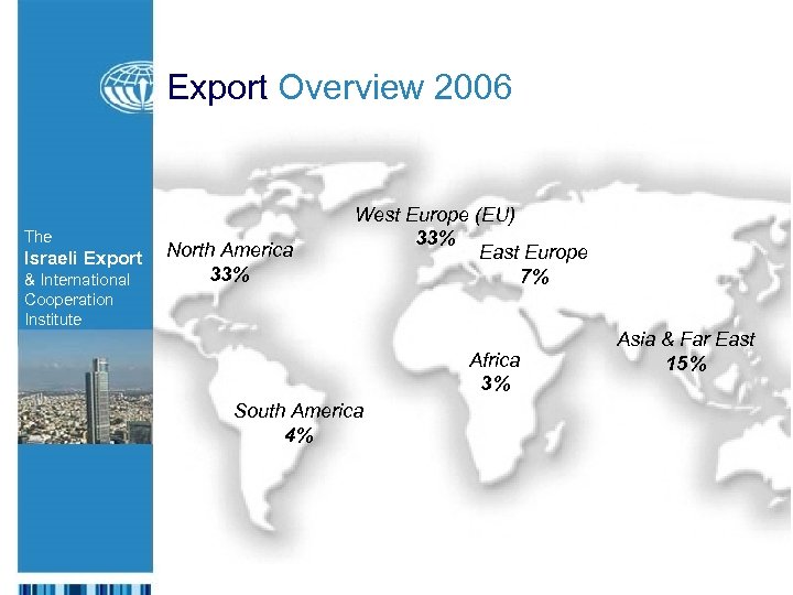 Export Overview 2006 The Israeli Export & International Cooperation Institute North America 33% West