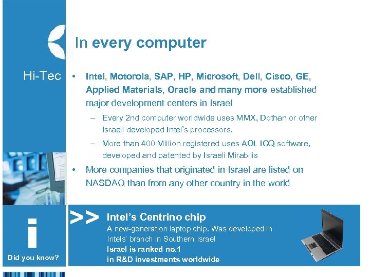 In every computer Hi-Tec • The – Every 2 nd computer worldwide uses MMX,