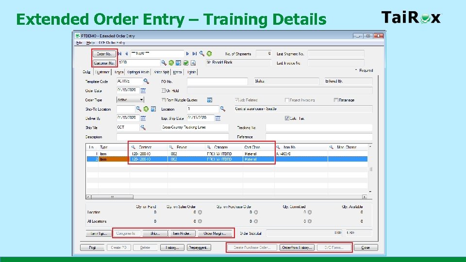 Extended Order Entry – Training Details 