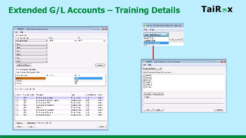 Extended G/L Accounts – Training Details 