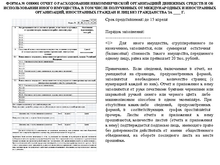 ФОРМА № ОН 0002 ОТЧЕТ О РАСХОДОВАНИИ НЕКОММЕРЧЕСКОЙ ОРГАНИЗАЦИЕЙ ДЕНЕЖНЫХ СРЕДСТВ И ОБ ИСПОЛЬЗОВАНИИ