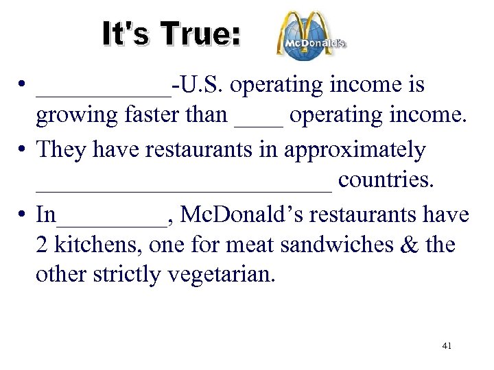  • ______-U. S. operating income is growing faster than ____ operating income. •