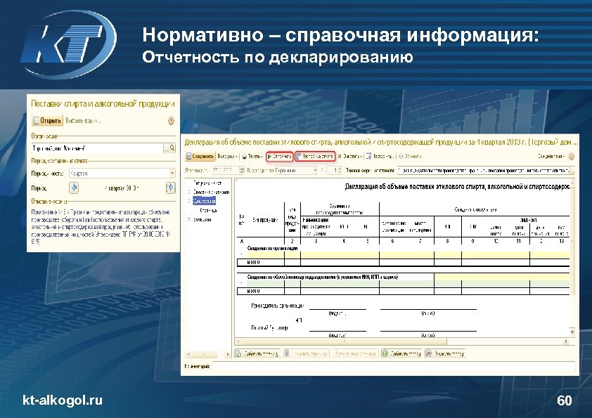 Нормативно – справочная информация: Отчетность по декларированию kt-alkogol. ru 60 