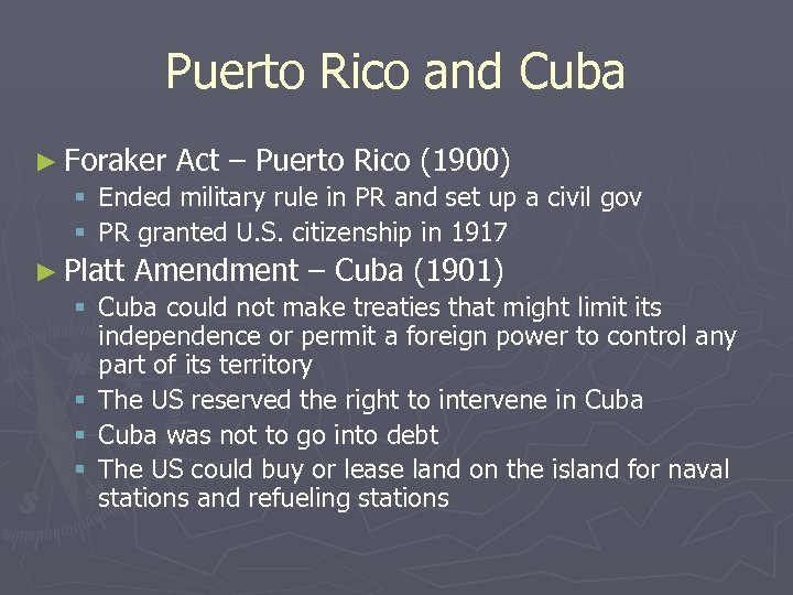 Puerto Rico and Cuba ► Foraker Act – Puerto Rico (1900) § Ended military