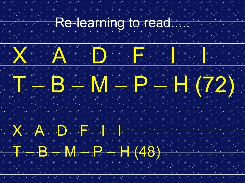 Re-learning to read. . . X A D F I I T – B