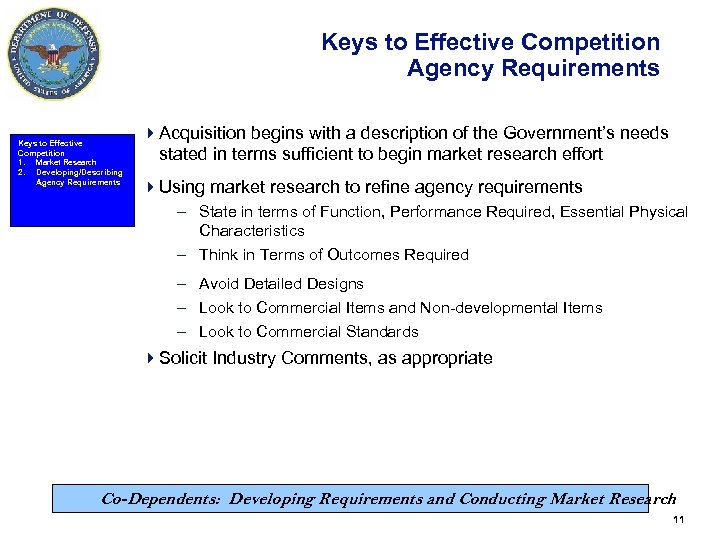 Keys to Effective Competition Agency Requirements Keys to Effective Competition 1. Market Research 2.