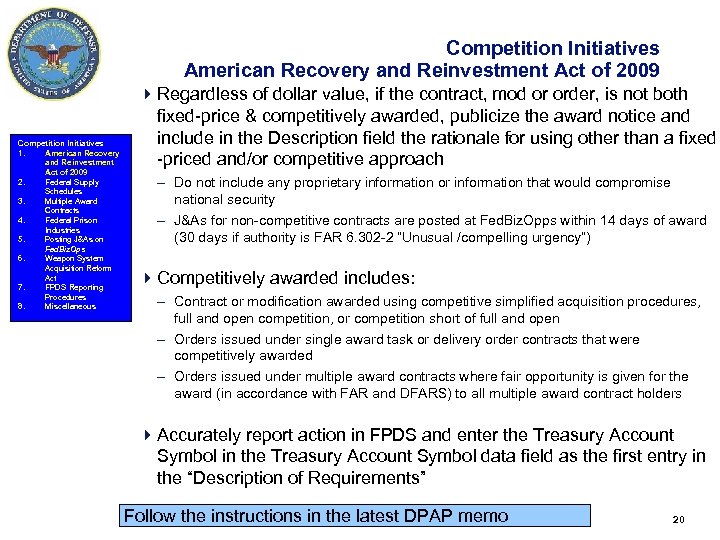 Competition Initiatives American Recovery and Reinvestment Act of 2009 Competition Initiatives 1. American Recovery