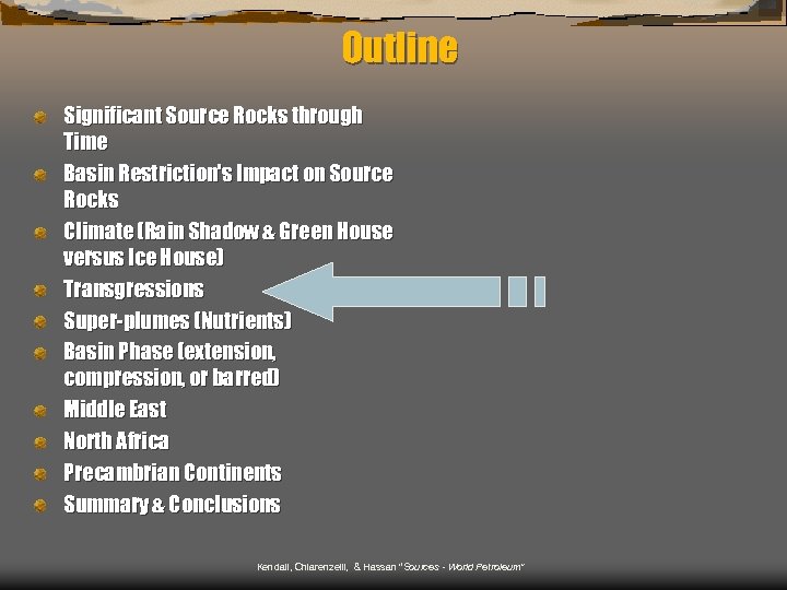 Outline Significant Source Rocks through Time Basin Restriction's Impact on Source Rocks Climate (Rain