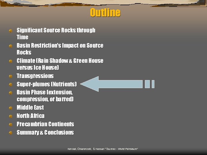 Outline Significant Source Rocks through Time Basin Restriction's Impact on Source Rocks Climate (Rain