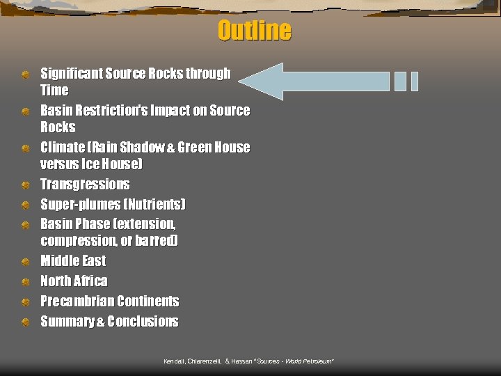 Outline Significant Source Rocks through Time Basin Restriction's Impact on Source Rocks Climate (Rain