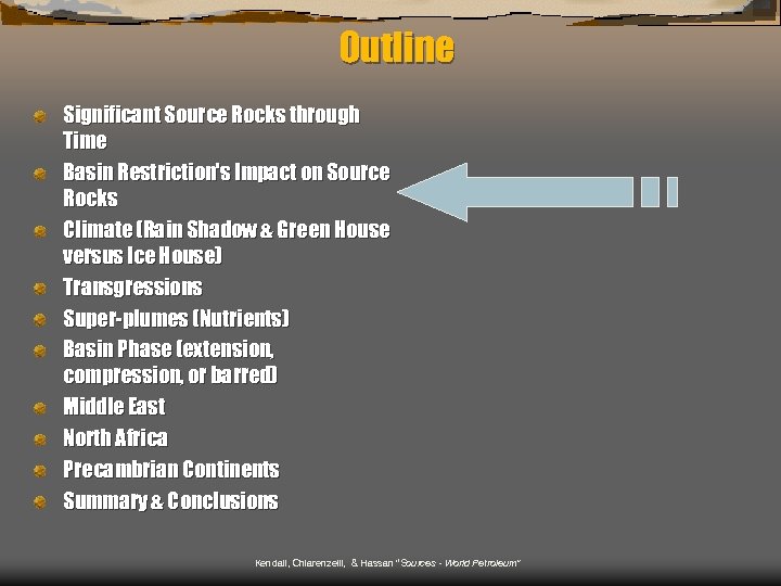 Outline Significant Source Rocks through Time Basin Restriction's Impact on Source Rocks Climate (Rain