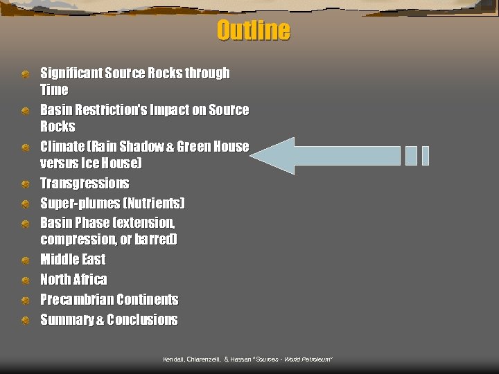 Outline Significant Source Rocks through Time Basin Restriction's Impact on Source Rocks Climate (Rain