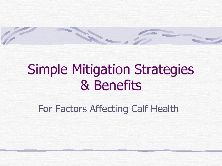 Simple Mitigation Strategies & Benefits For Factors Affecting Calf Health 