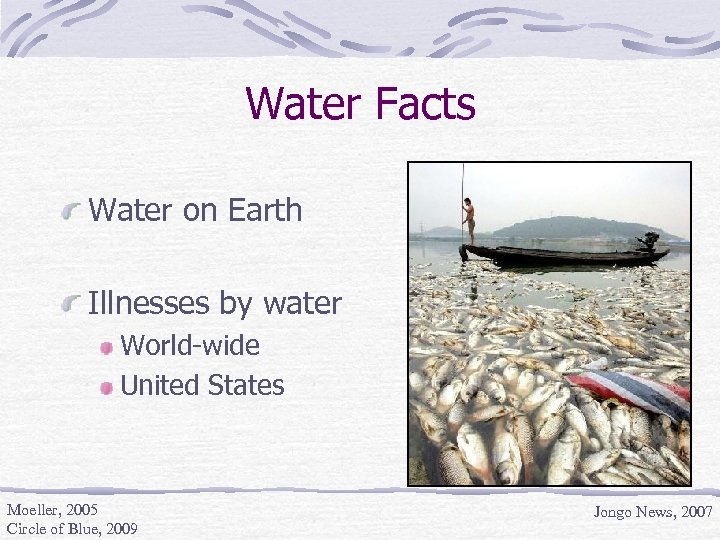 Water Facts Water on Earth Illnesses by water World-wide United States Moeller, 2005 Circle