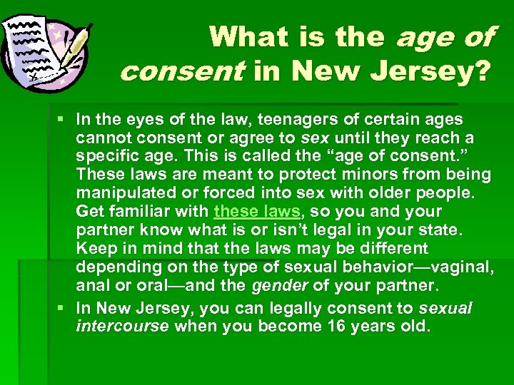 What is the age of consent in New Jersey? § In the eyes of