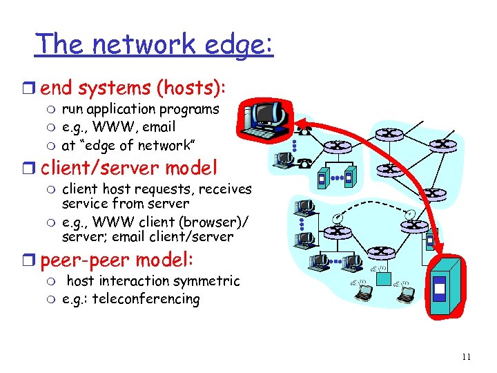 The network edge: r end systems (hosts): m m m run application programs e.