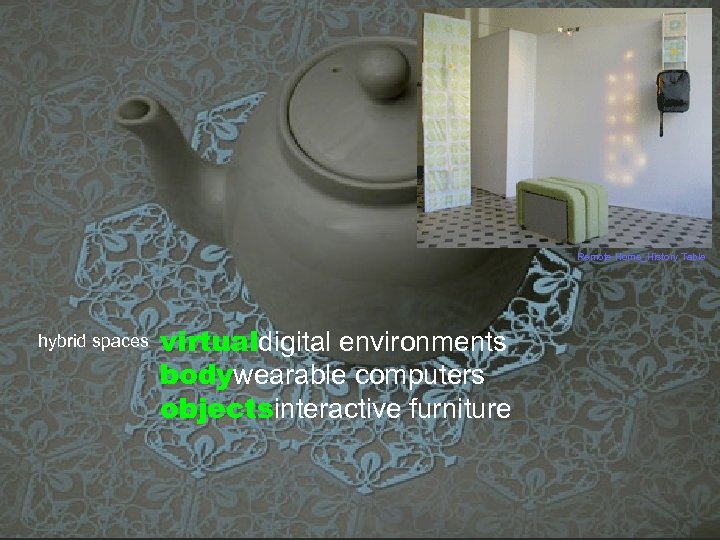 Remote Home_History Table hybrid spaces virtualdigital environments bodywearable computers objectsinteractive furniture 