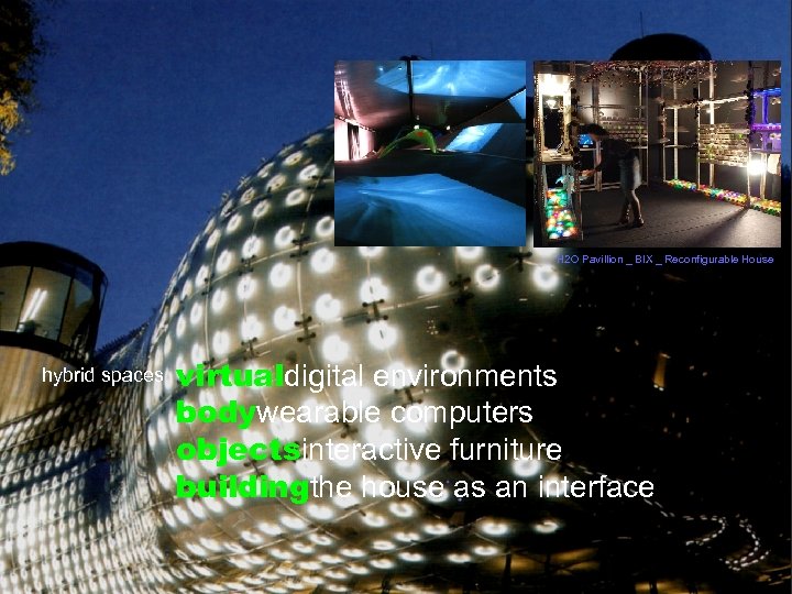 H 2 O Pavillion _ BIX _ Reconfigurable House hybrid spaces virtualdigital environments bodywearable