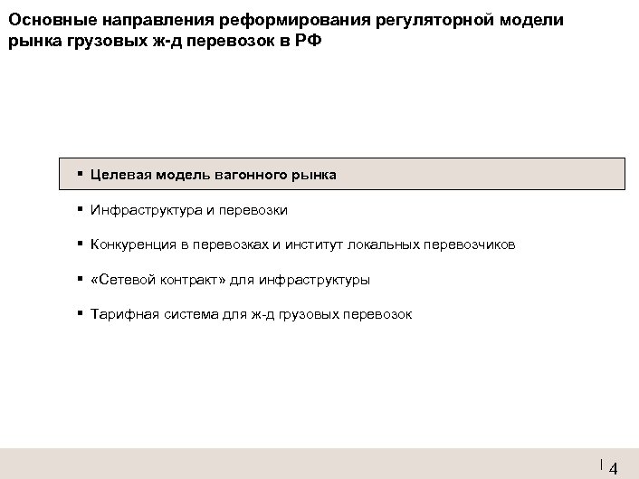 Основные направления реформирования регуляторной модели рынка грузовых ж-д перевозок в РФ ▪ Целевая модель