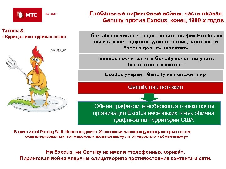 Глобальные пиринговые войны, часть первая: Genuity против Exodus, конец 1990 -х годов Тактика 8: