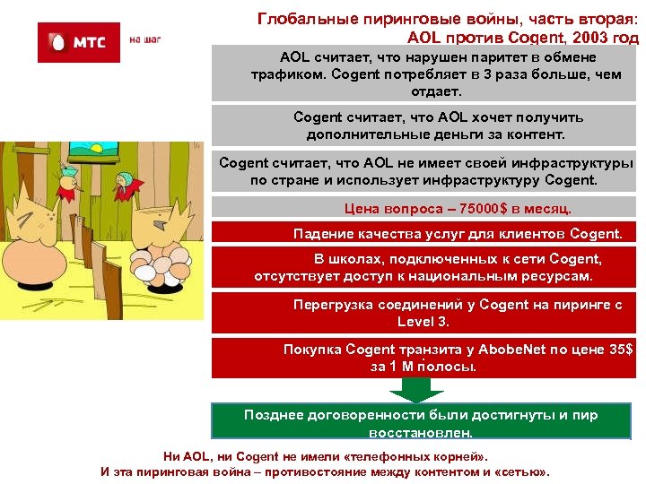 Глобальные пиринговые войны, часть вторая: AOL против Cogent, 2003 год AOL считает, что нарушен