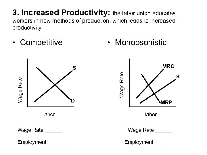 3. Increased Productivity: the labor union educates workers in new methods of production, which