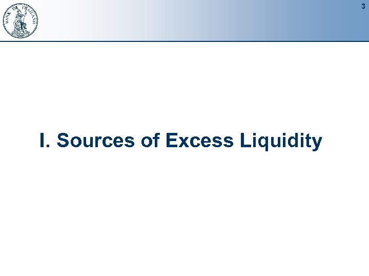 3 I. Sources of Excess Liquidity 